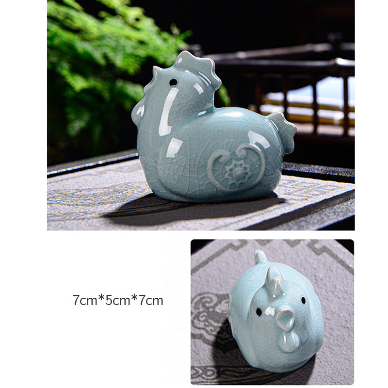 Buddha Stones Chinese Zodiac Wealth Ceramic Tea Pet Home Figurine Decoration