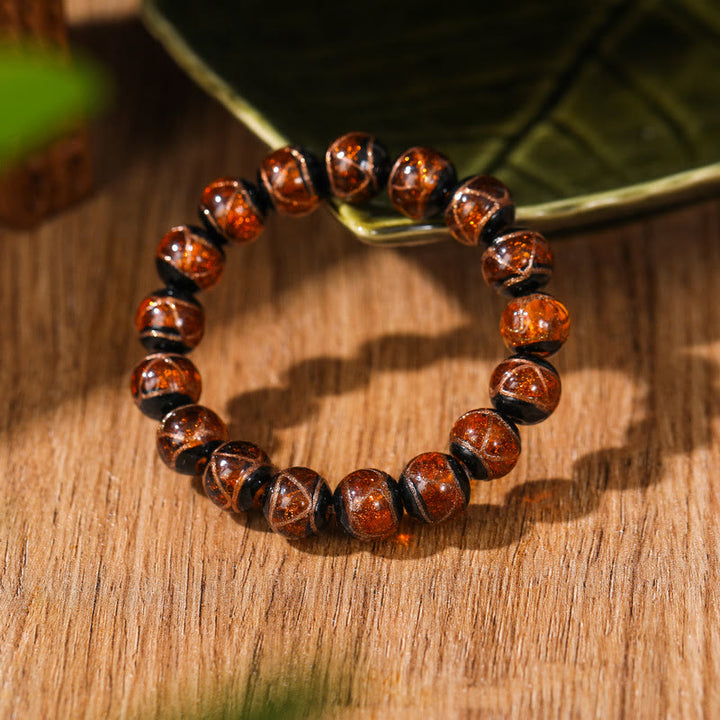 Buddha Stones Tibetan Classic Liuli Glass Bead Luck Wealth Bracelet