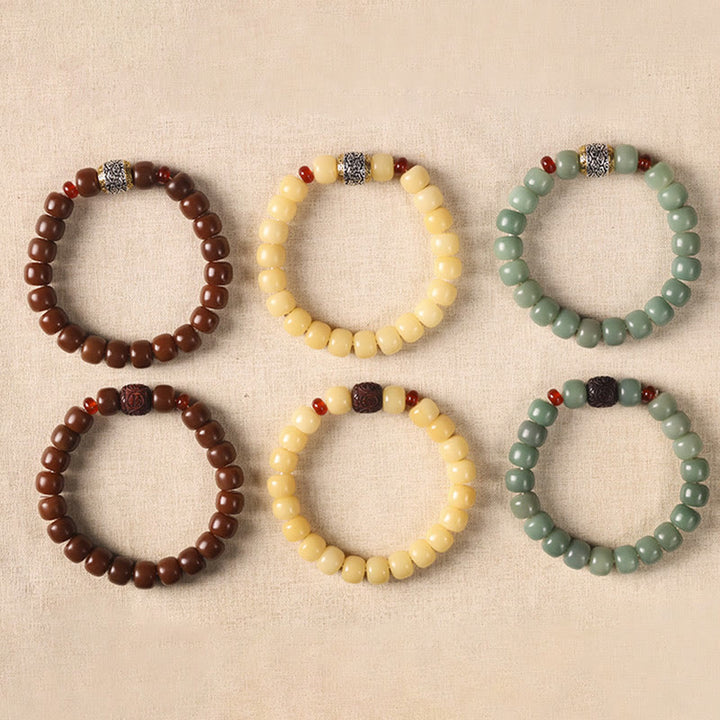 Buddha Stones Bodhi Seed Auspicious Cloud Fu Character Bead Peace Bracelet