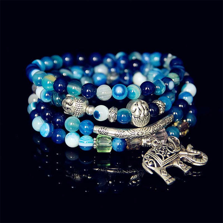 Buddha Stones Natural Agate Elephant Buddha Hope Bracelet