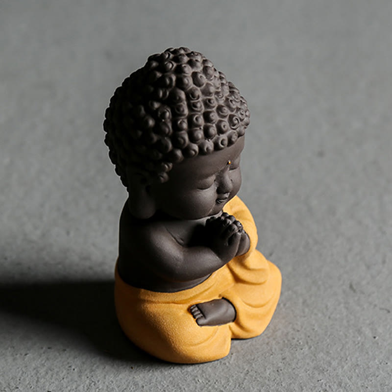 Buddha Stones Small Buddha Serenity Purple Clay Home Desk Decoration