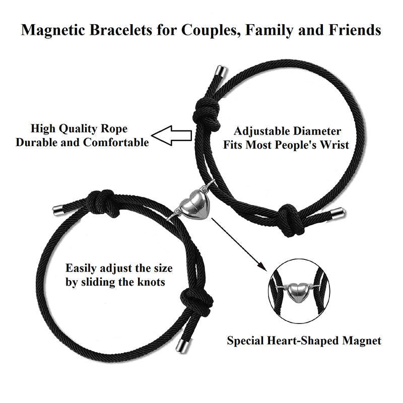 2Pcs Love Magnetic Couple String Strength Bracelet