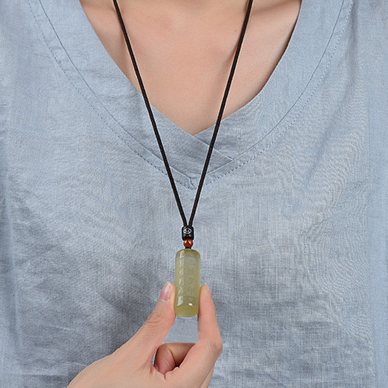 Heart Sutra Citrine Happiness Strength Necklace Pendant