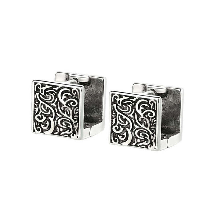 Grass Pattern Square Stud Earrings