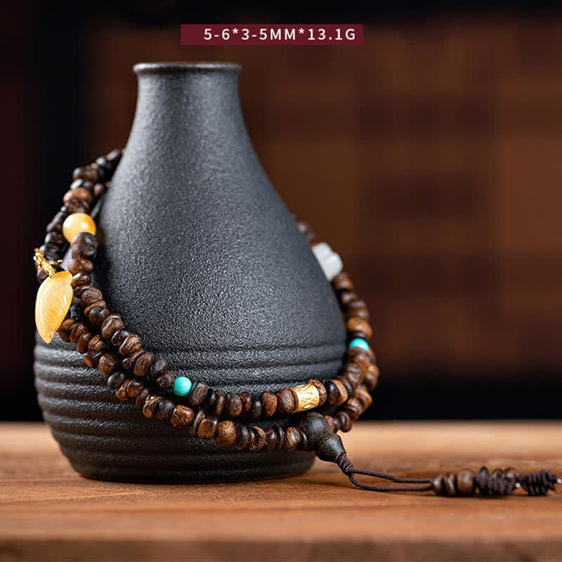 Buddha Stones 108 Mala Beads 925 Sterling Silver Brunei Agarwood Red Agate PiXiu Hetian Jade Peace Strength Bracelet