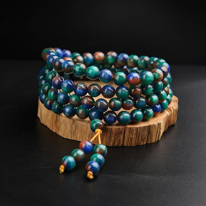 Buddha Stones Colorful Sea Willow Mala Positive Bracelet Ring