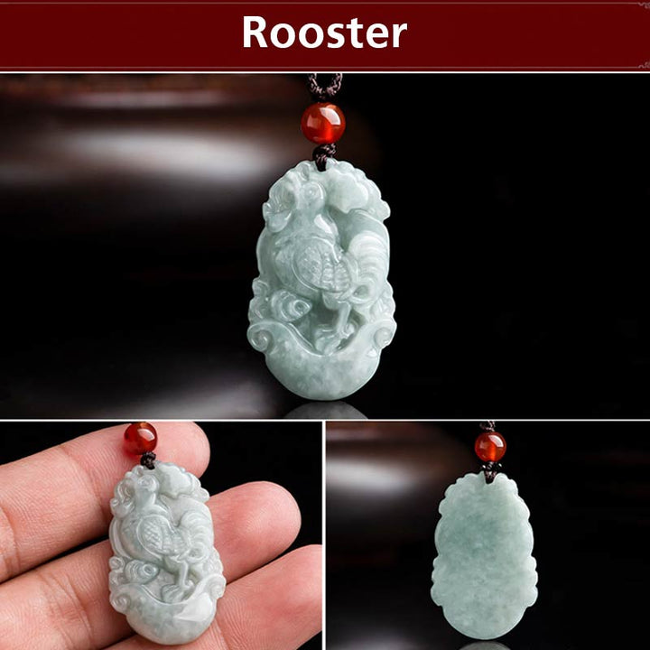 Natural Jade 12 Chinese Zodiac Sucess Pendant Necklace